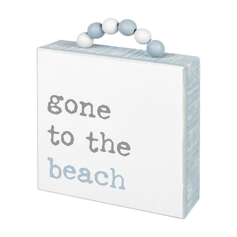 PS-7884 - To The Beach Box Sign w/ Beads