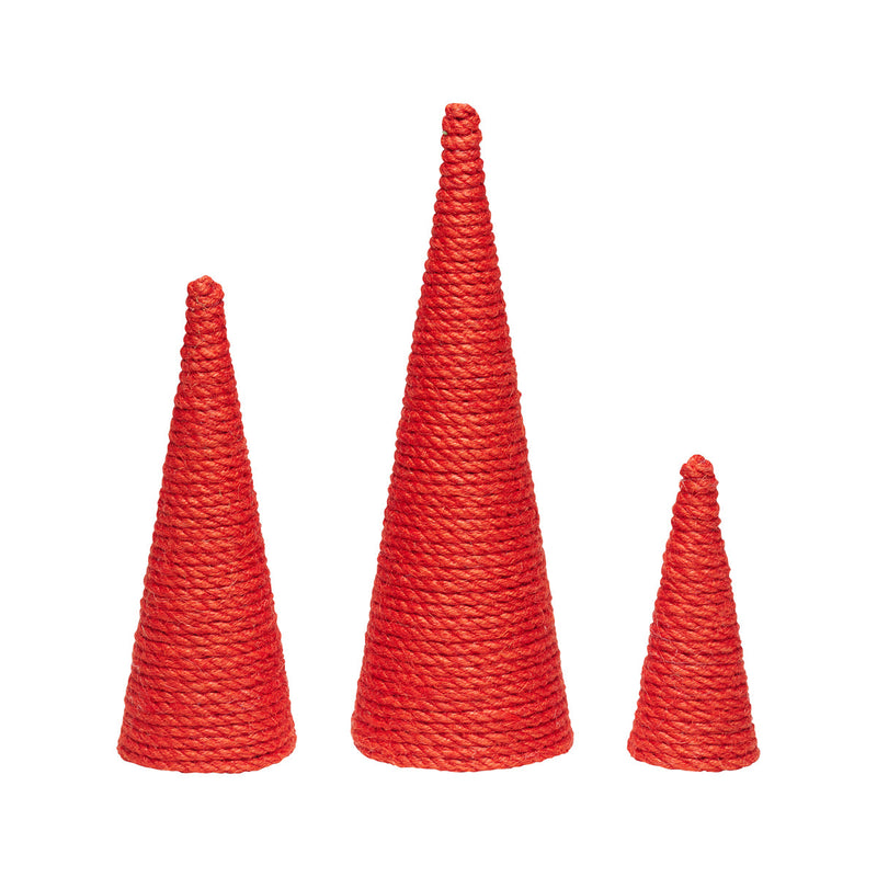 FR-3505 - Sm. Red Jute Cone Trees, Set of 3