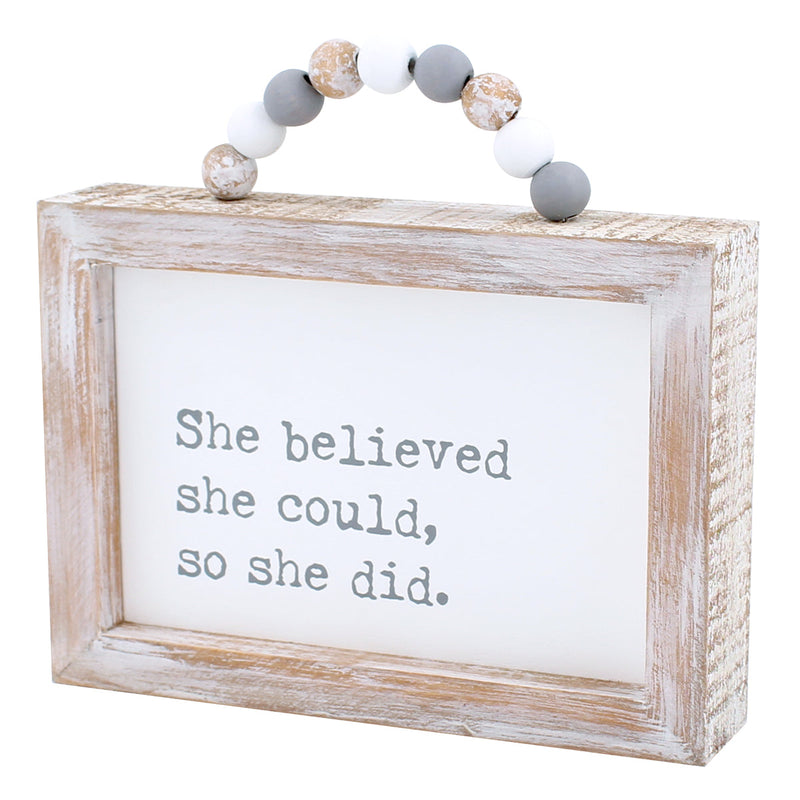 CA-3821 - *She Could Framed Sign w/ Beads