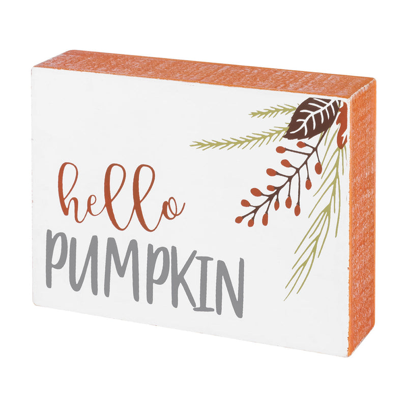 Hello Pumpkin Weathered Block