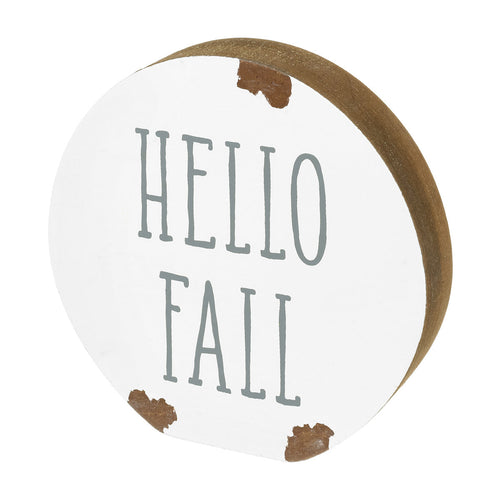 Hello Fall Chippy Round Block