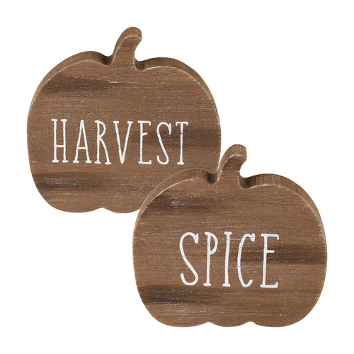 Harvest/Spice Wood Pumpkins, set of 2