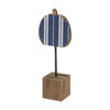 Tall Navy Striped Pumpkin on Base