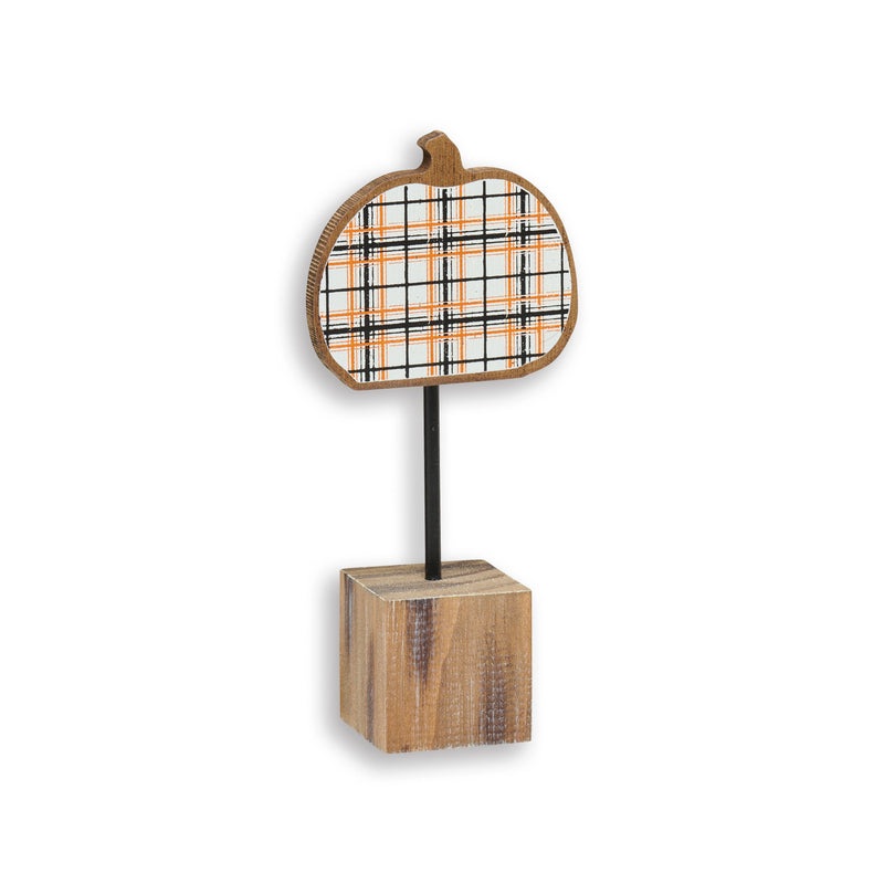 Blk/Org Plaid Pumpkin on Base