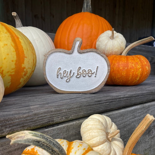 Hey Boo Carved Pumpkin