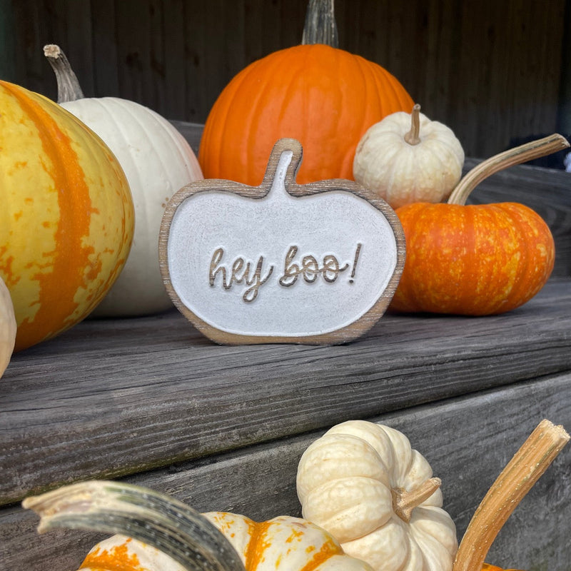 Hey Boo Carved Pumpkin