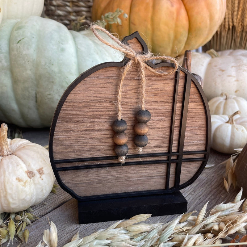 CA-5123 - Wood/Blk Striped Laser Pumpkin