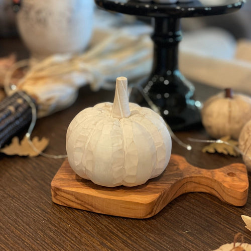 Wide White 3D Carved Pumpkin