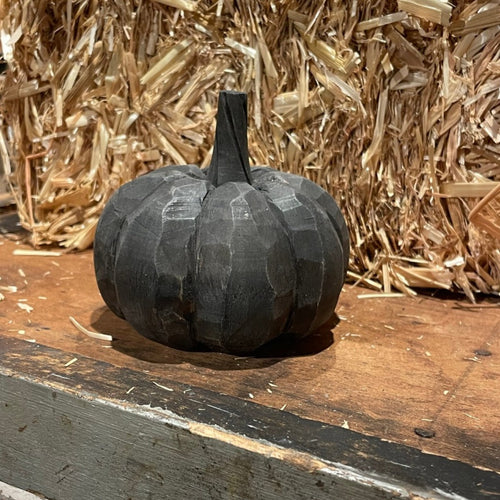 Wide Black 3D Carved Pumpkin
