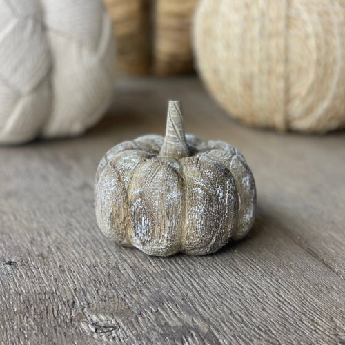 Wide Driftwood 3D Carved Pumpkin