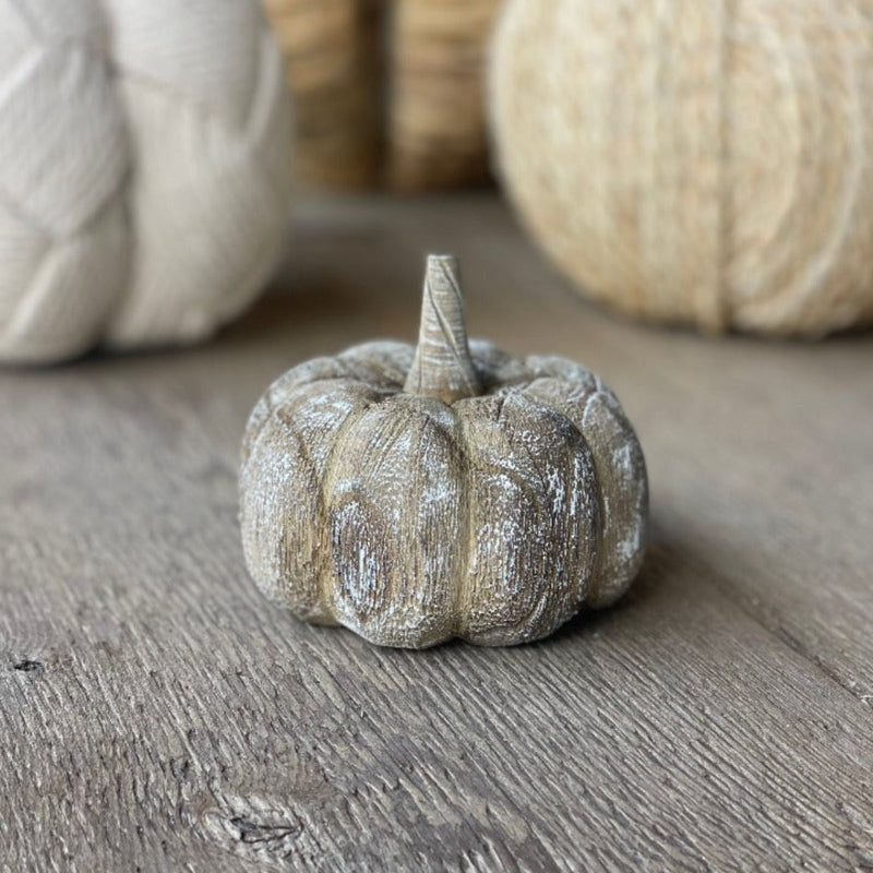 Wide Driftwood 3D Carved Pumpkin