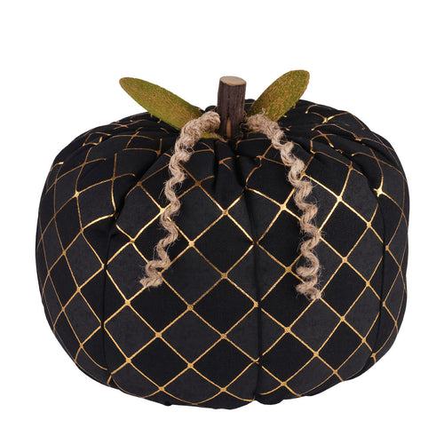XL Blk Harlequin Fabric Pumpkin