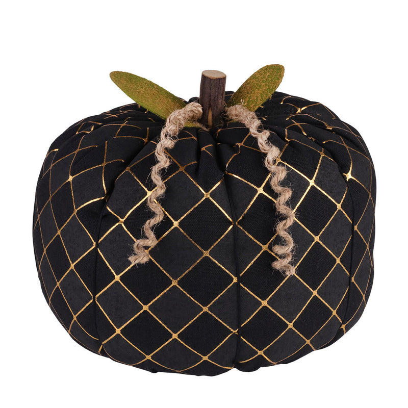 XL Blk Harlequin Fabric Pumpkin