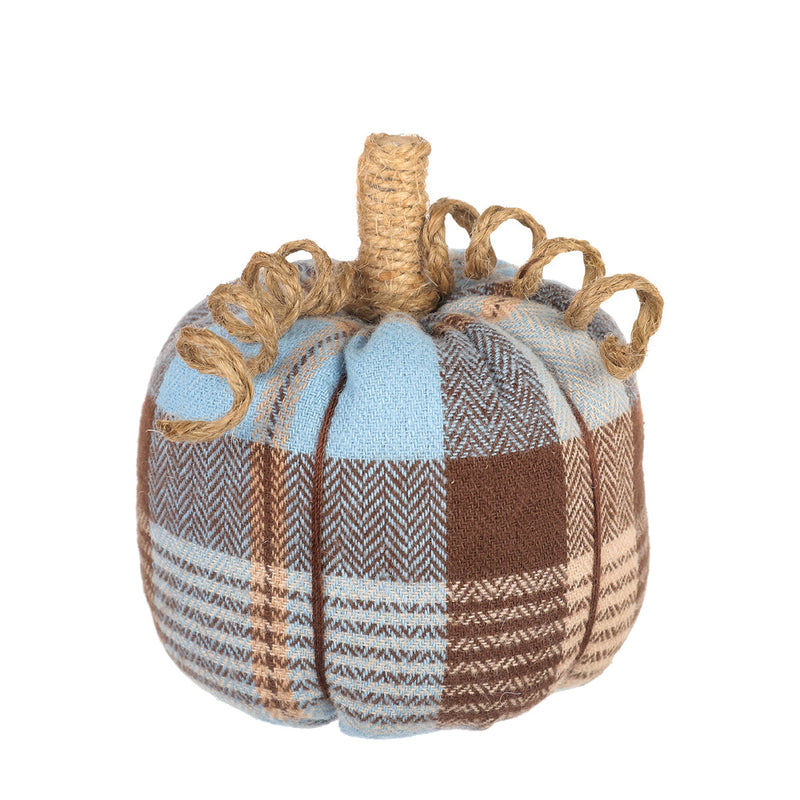 Sm. Brn./Blue Plaid Fabric Pumpkin
