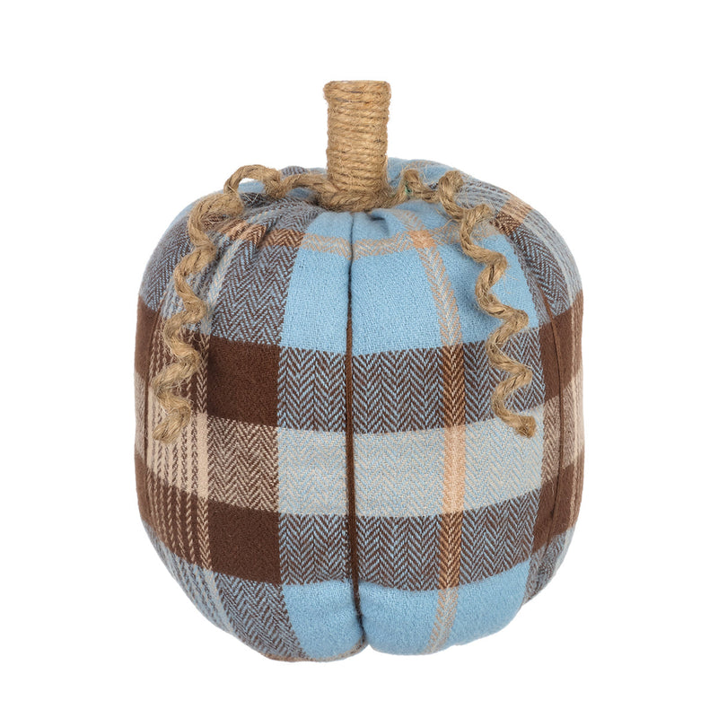 Lrg. Brn./Blue Plaid Fabric Pumpkin