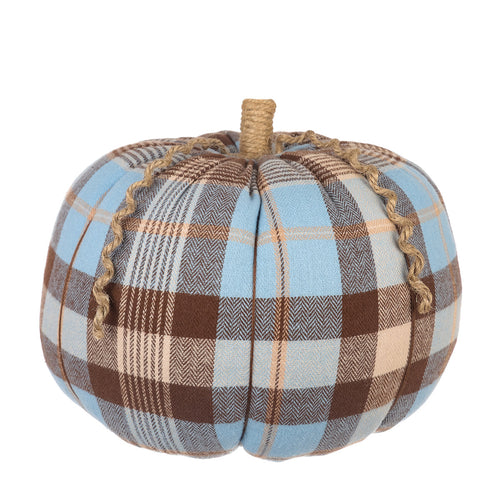 XL Brn./Blue Plaid Fabric Pumpkin