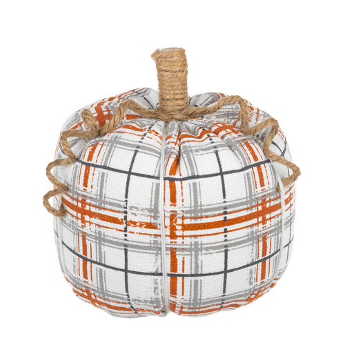 Med. Plaid Fabric Pumpkin