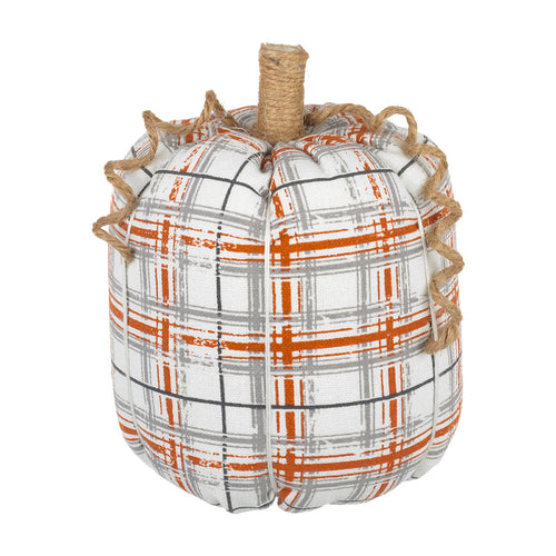 Lrg. Plaid Fabric Pumpkin