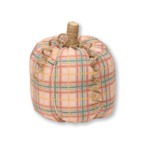 Med. Fall Plaid Fabric Pumpkin