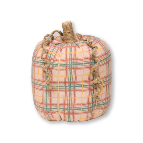 Lrg. Fall Plaid Fabric Pumpkin