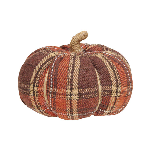 Med. Harvest Plaid Fabric Pumpkin 