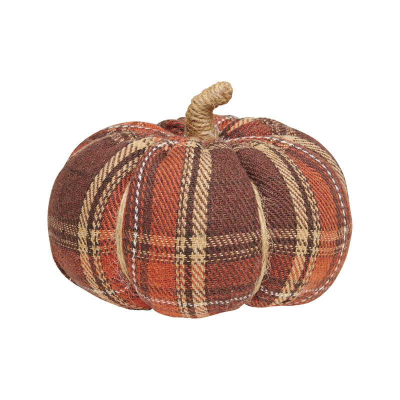 Med. Harvest Plaid Fabric Pumpkin 