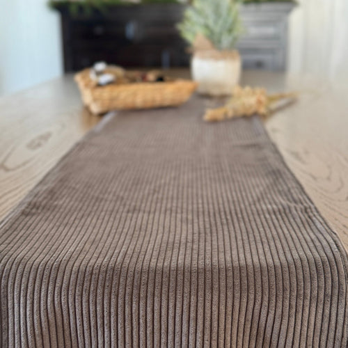 Gray Corduroy Table Runner 