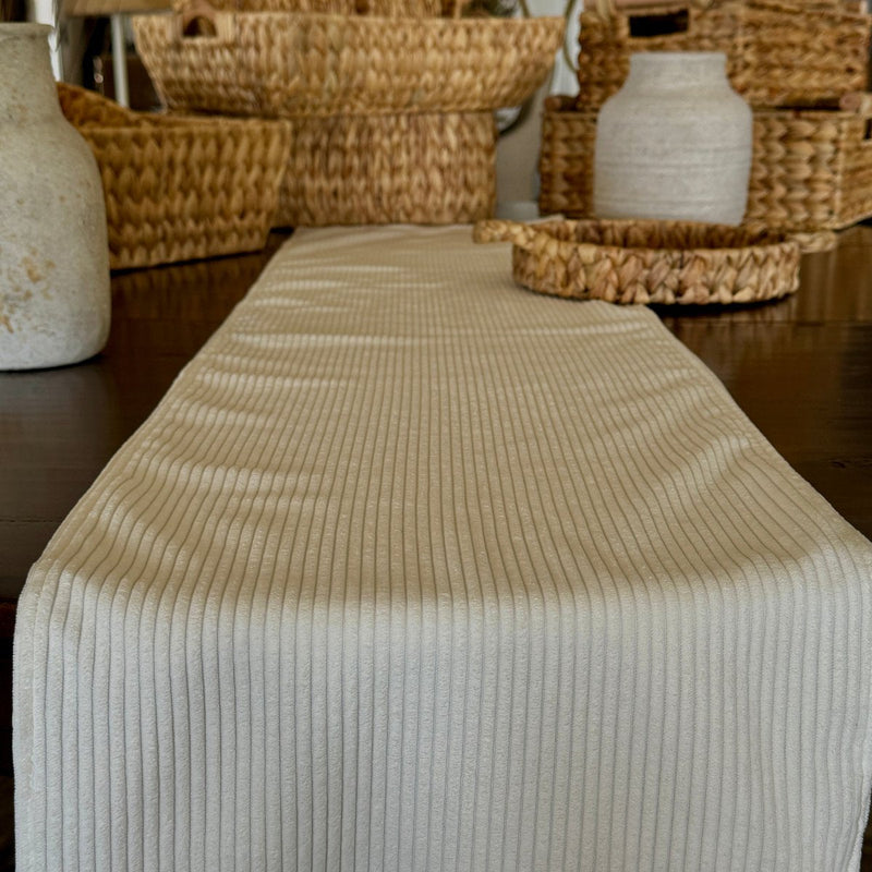 CF-3390 - White Corduroy Table Runner (DUE IN MAY)