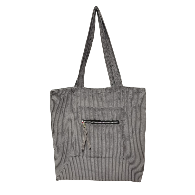 CF-3434 - Gray Corduroy Tote (DUE IN MAY)