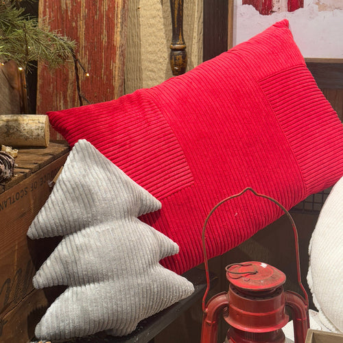 CF-3449 - 18" x 12" Red Corduroy Pillow (DUE IN JULY)