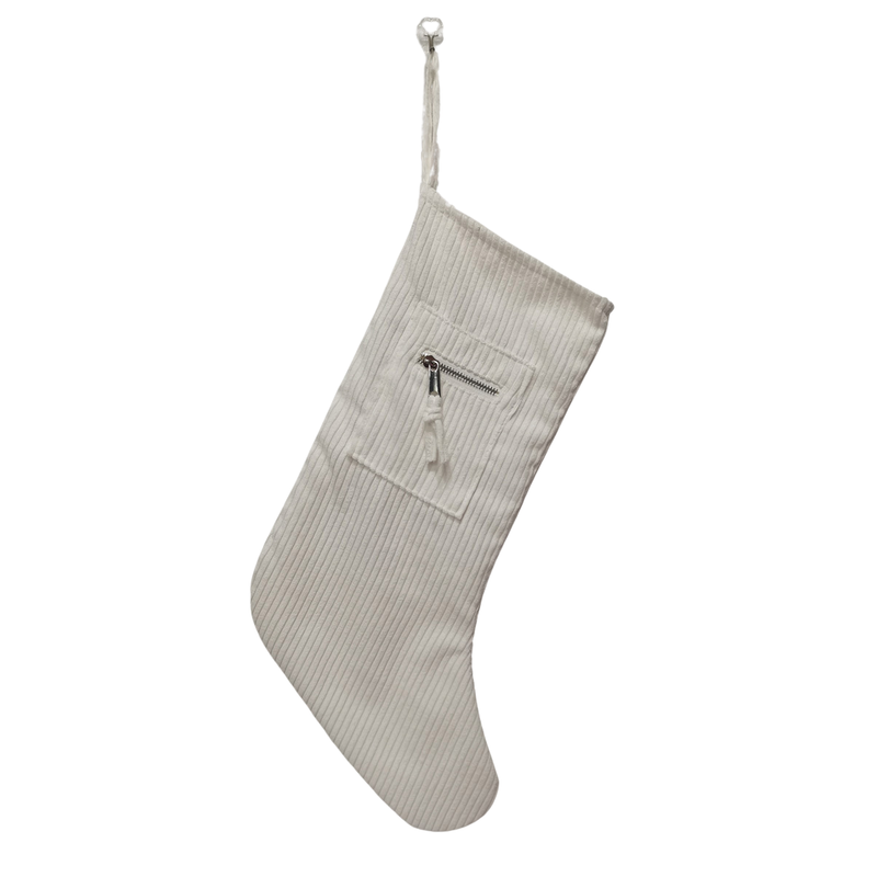 CF-3483 - White Cord Zipper Stocking (DUE IN JULY)