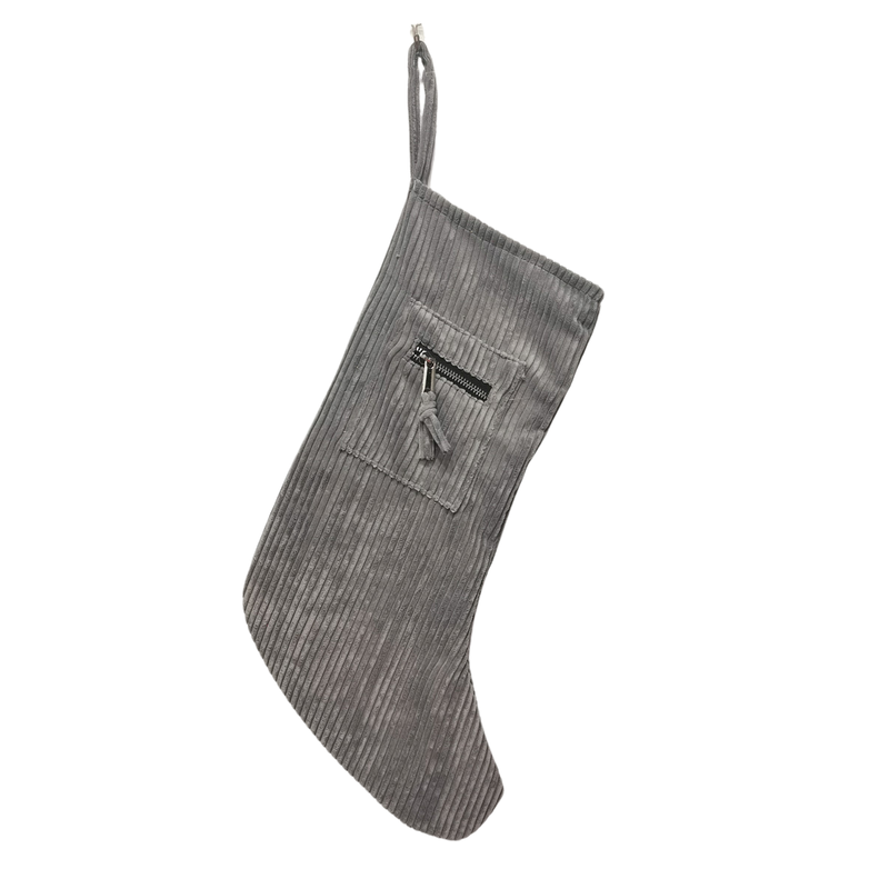 CF-3484 - Gray Cord Zipper Stocking (DUE IN JULY)