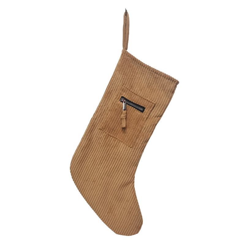 Camel Cord Zipper Stocking 