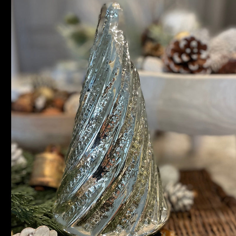 CL-2425 - Med. Silver Mercury Glass Swirl Tree *LIMITED STOCK*