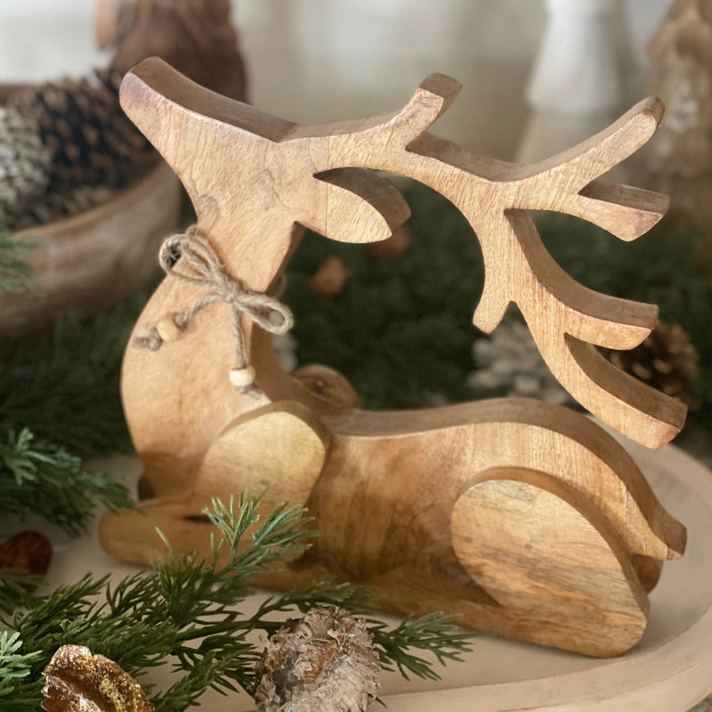 CL-2442 - Small Wooden Lying Deer