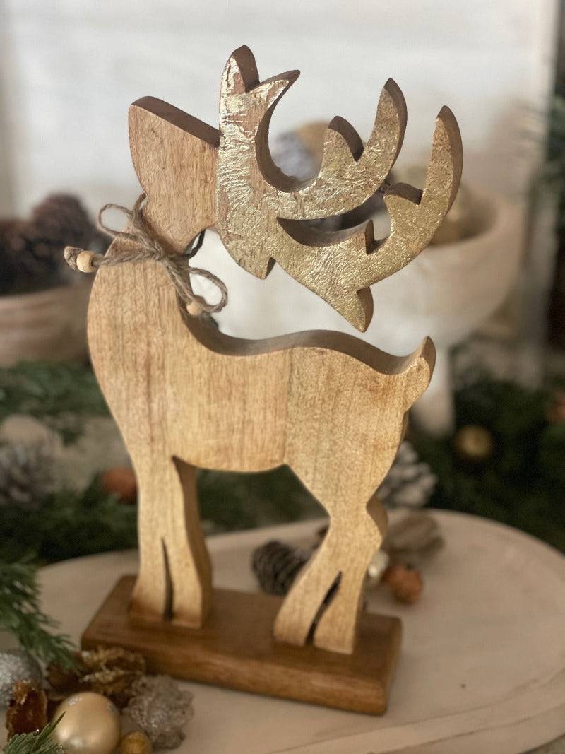 CL-2446 - Small Glitzy Wooden Deer