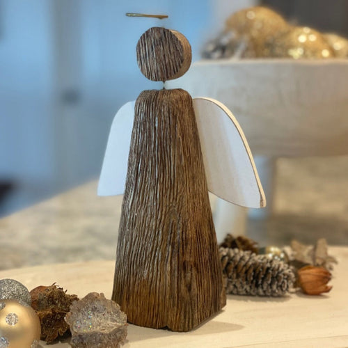 7 1/2" Grooved Wood Angel