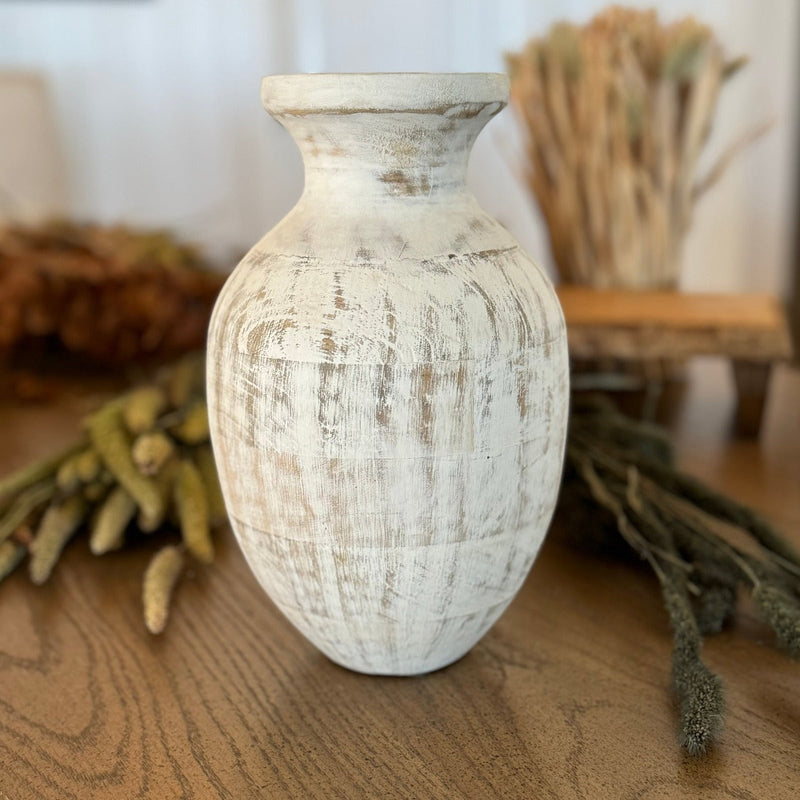 CL-2547 - White Distressed Wood Vase