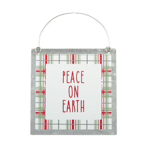 Peace Plaid Tin Ornie