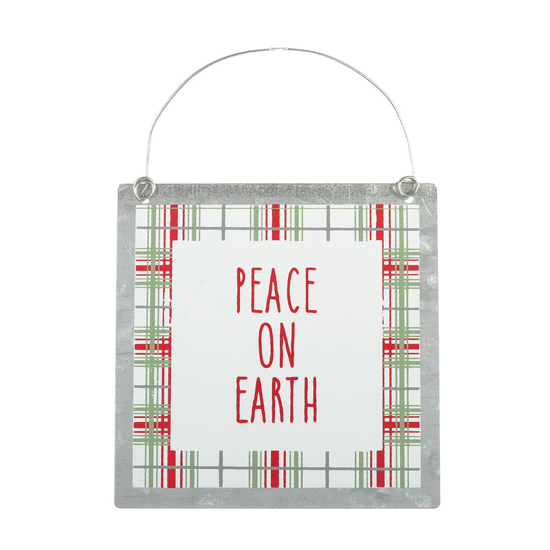 Peace Plaid Tin Ornie