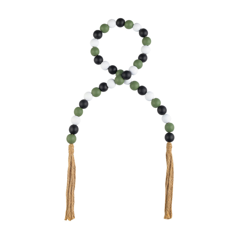 FR-1368 - Blk/Green/Whi Beaded Tassel