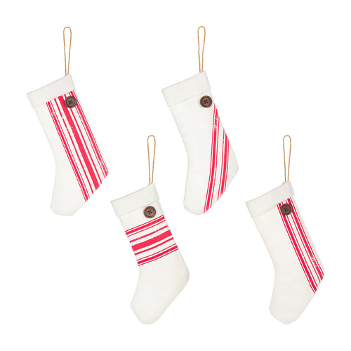 RW Striped Stocking Ornies, Set of 4