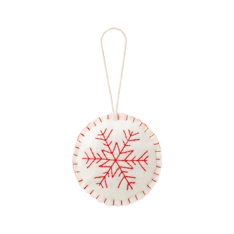 FR-3413 - White/Red Felt Snowflake Ornie