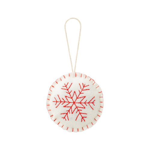 White/Red Felt Snowflake Ornie