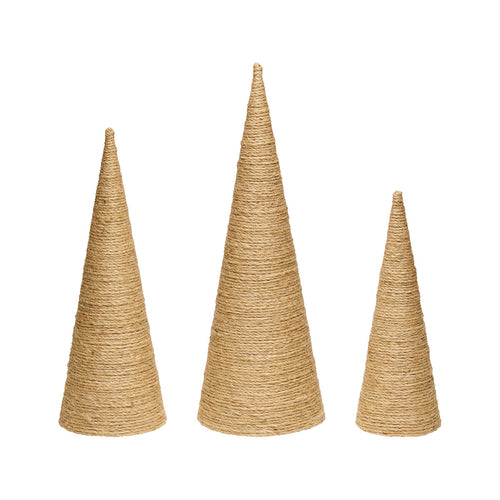 Lrg. Tan Jute Cone Trees, Set of 3
