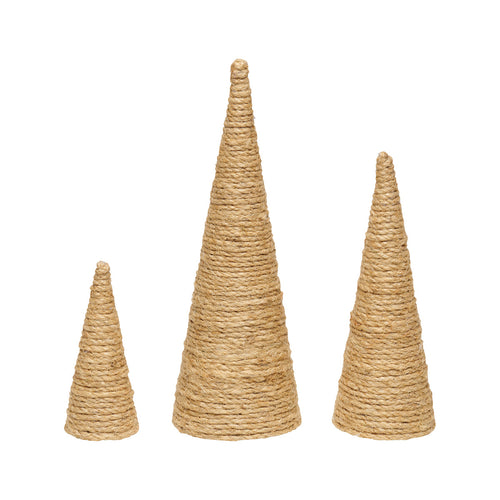Sm. Tan Jute Cone Trees, Set of 3