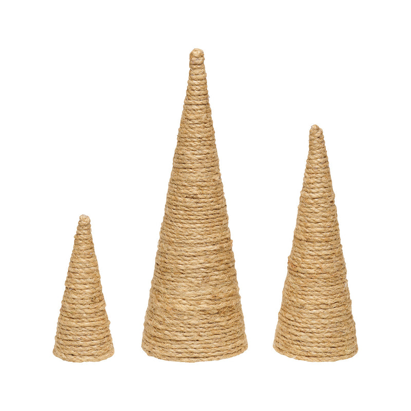 FR-3503 - Sm. Tan Jute Cone Trees, Set of 3