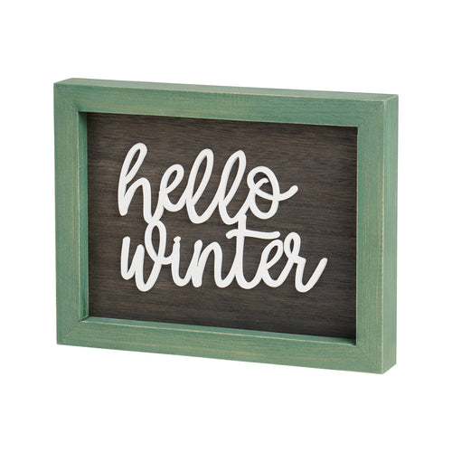 Hello Winter Framed Sign