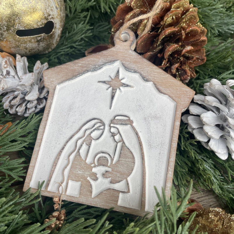 Nativity Scene Carved Ornie 