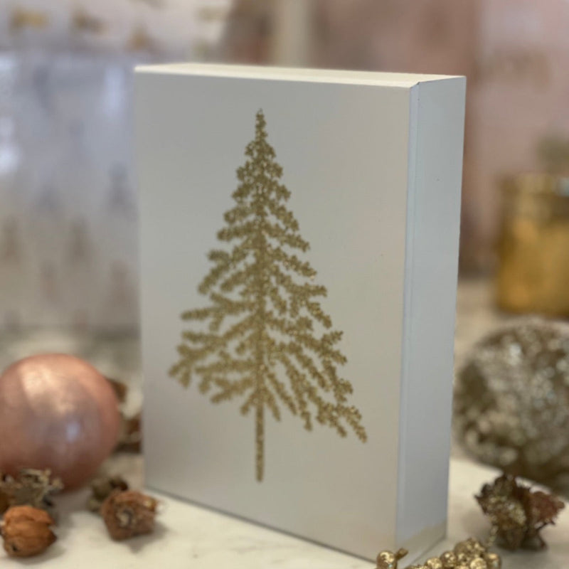White/Gold Glitter Pine Box Sign